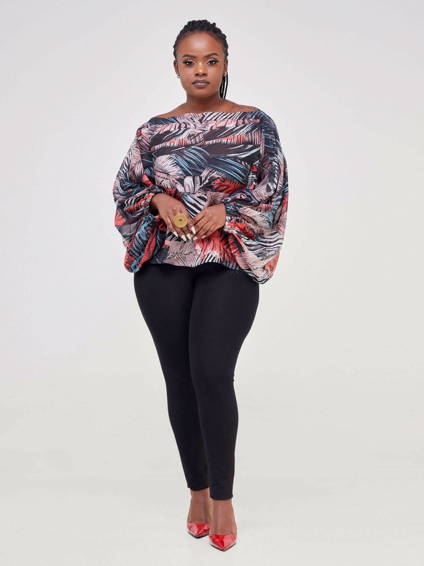 Zoe Qu'an Elevate Palmiera Fire Top - Red - Shopzetu
