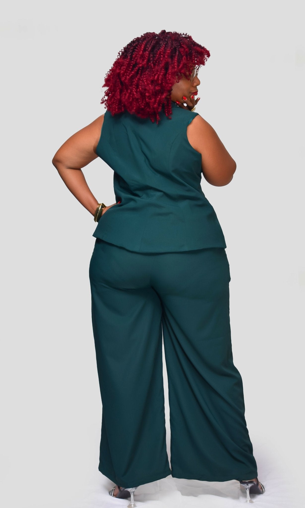 Thick & Fab Missy Waistcoat Set - Green - Shopzetu