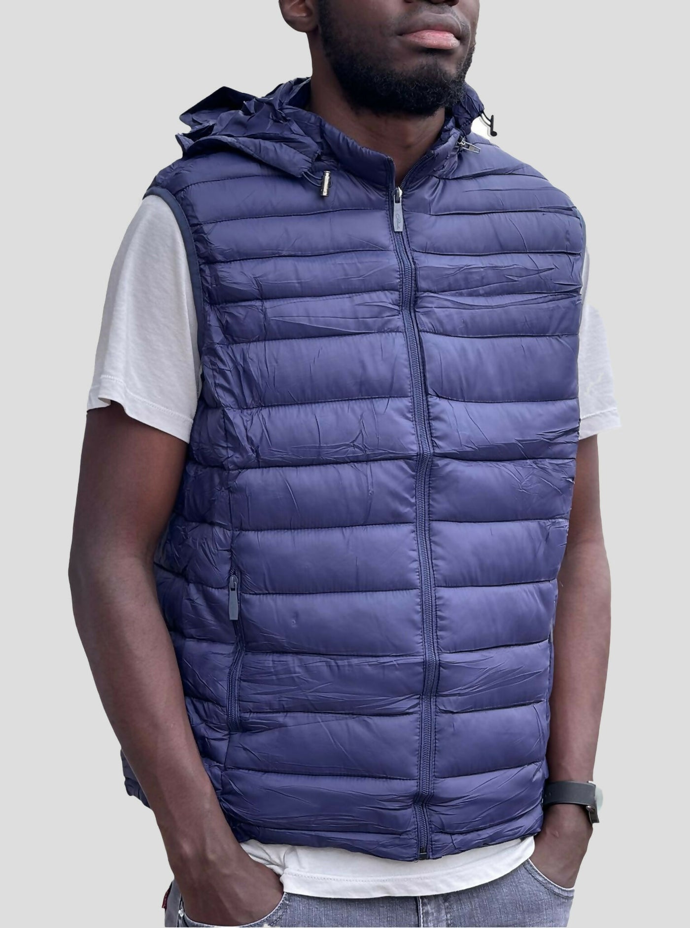Stylish Brothers Light Puff Half Jacket - Blue - Shopzetu