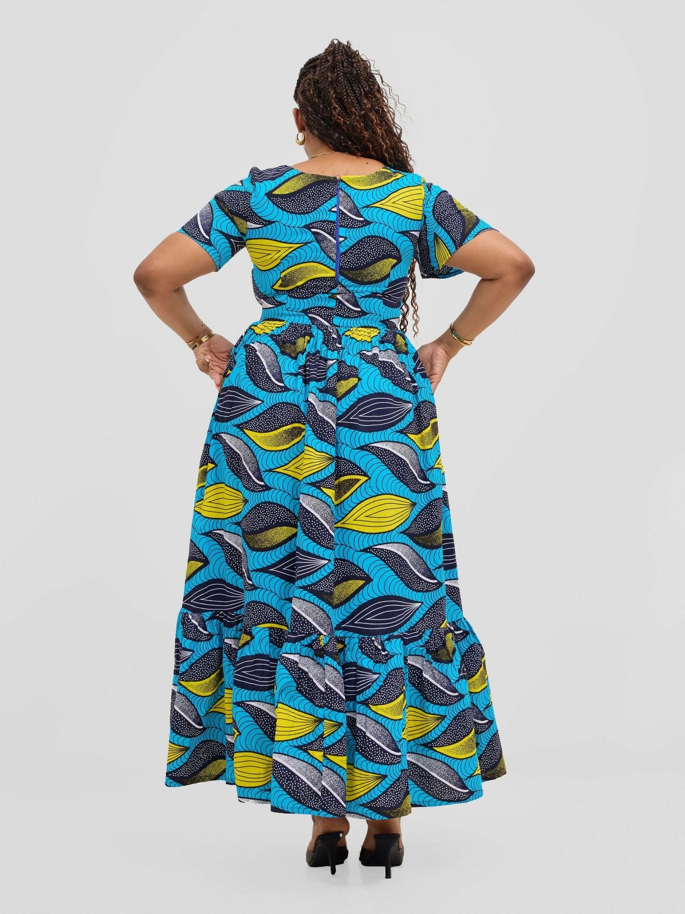 Gravio Fashions Sade Dress - Turquoise / Blue - Shopzetu
