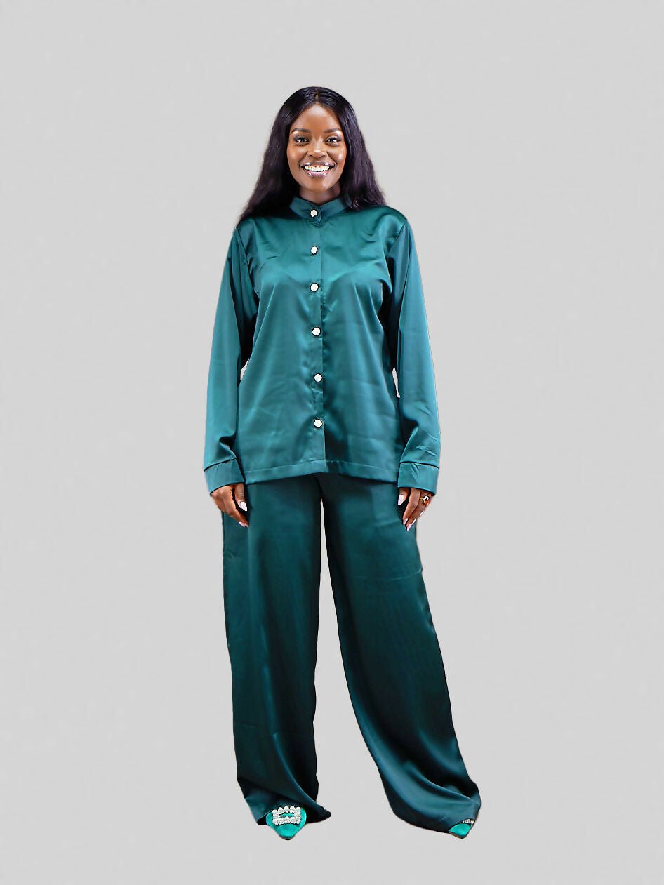 Elsie Glamour Nala Two Piece Set - Emerald Green - Shopzetu