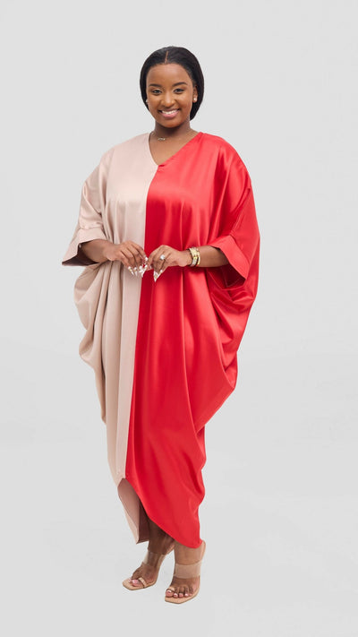 Jolly Fancy Wear Dau Maxi Dress - Red / Nude - Shopzetu
