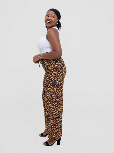 TimyT Urban Wear Bold Prowl Palazzo - Brown Print - Shopzetu