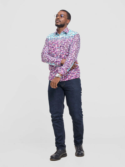 Mendilines Warm African Shirt - Purple / Blue - Shopzetu