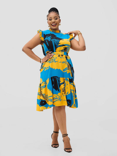 Lizola Mukondi Dress - Blue / Black / Yellow - Shopzetu