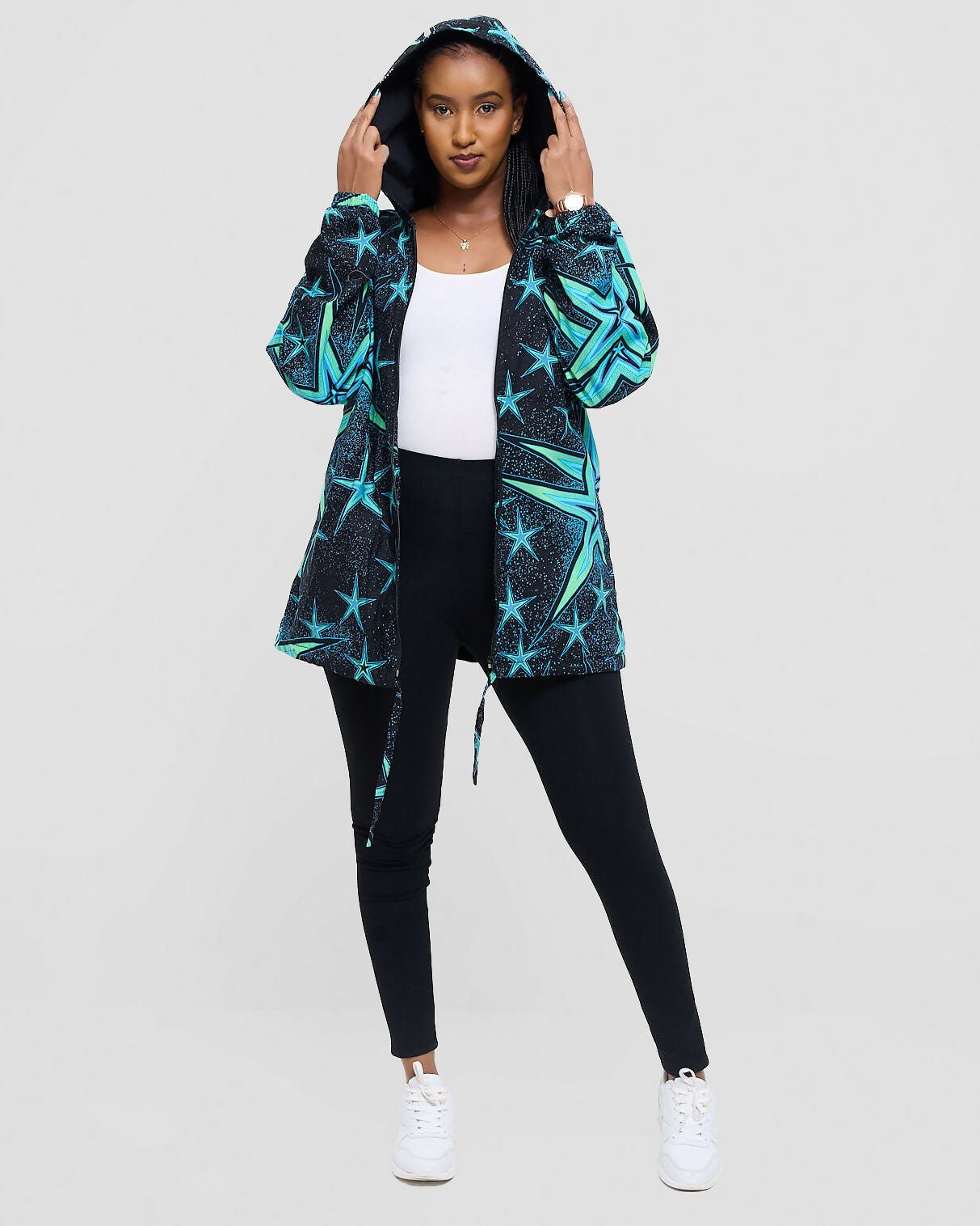 Gravio Fashions Neon Black Hood Jacket - Black - Shopzetu