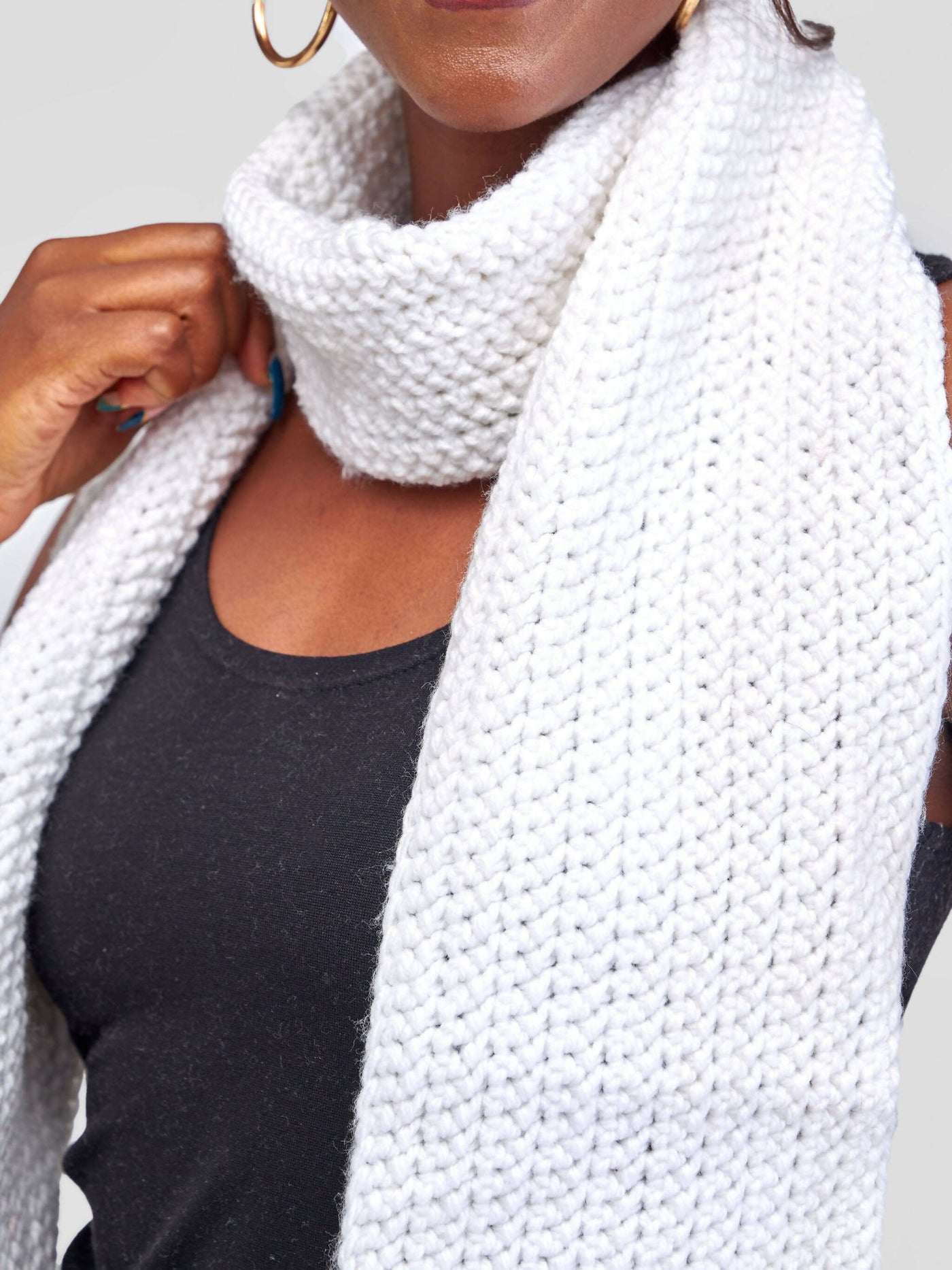 Infy Knit Wear Scarves - White - Shopzetu