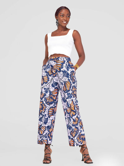 Simbaress Tenge Pants - Orange / Navy Blue - Shopzetu