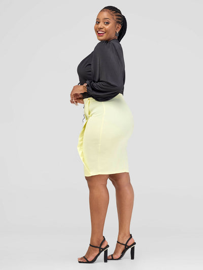 Elsie Glamour Lila Asymmetrical Skirt - Butter Milk - Shopzetu