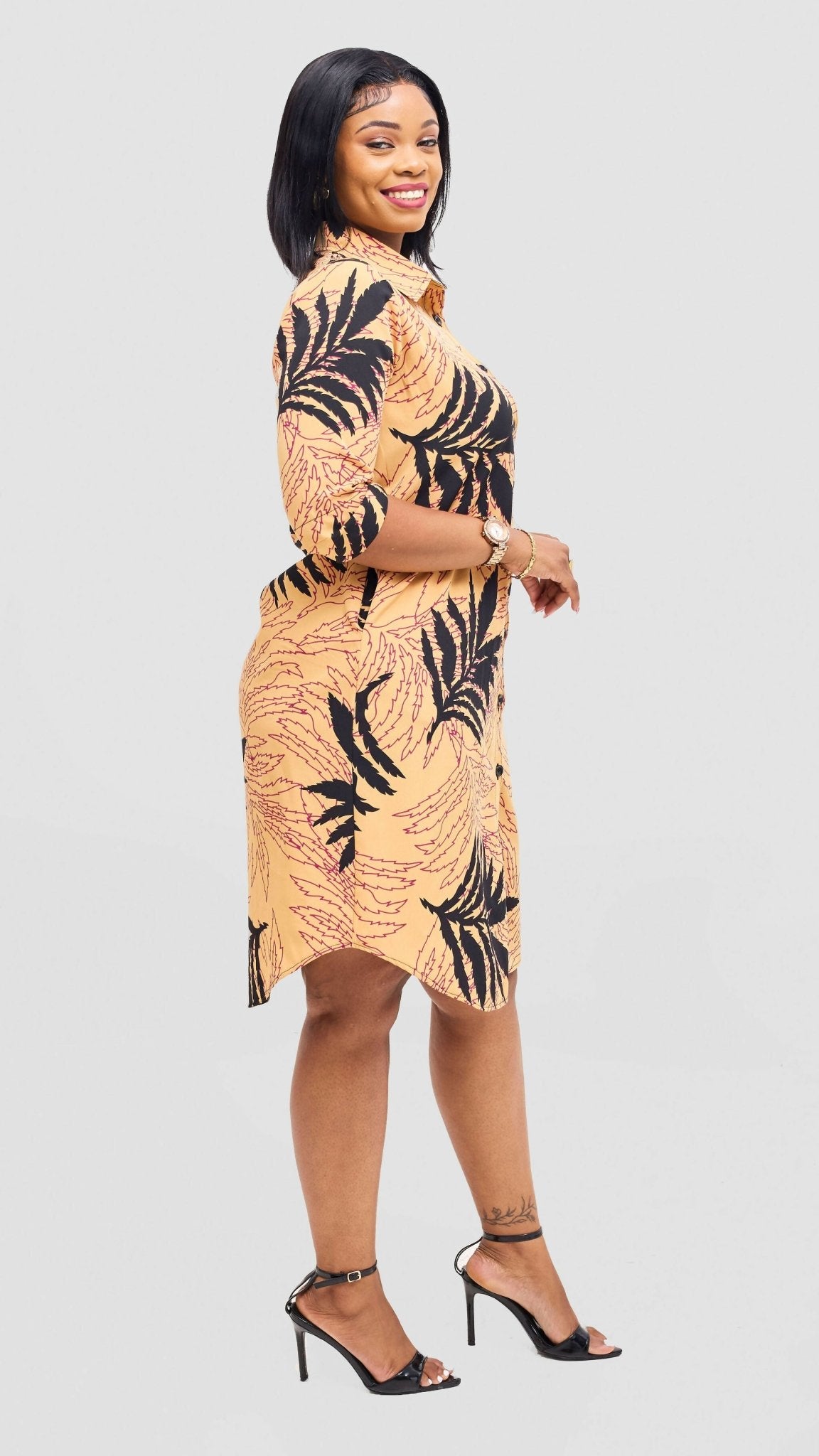 Salok Havilah Waini Dress - Beige - Shopzetu