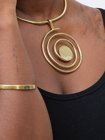 Purely Brass Kibali Brass Choker - Brass - Shopzetu