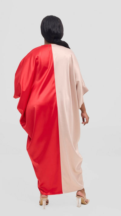 Jolly Fancy Wear Dau Maxi Dress - Red / Nude - Shopzetu