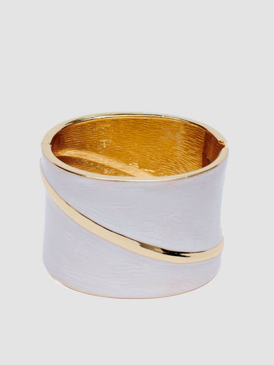 Accessorize With Style Buckle Bracelet - White - Shopzetu