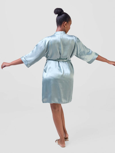 Iristyle Satin Short Robe - Mint - Shopzetu