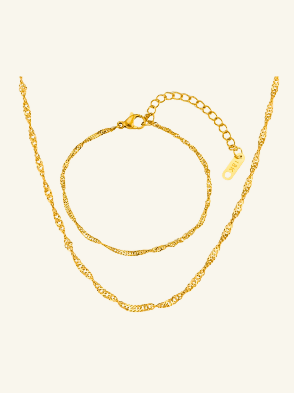 Resal Necklace/Bracelet Set - Gold - Shopzetu