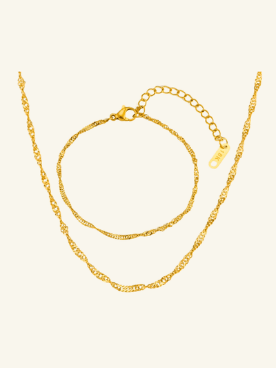 Resal Necklace/Bracelet Set - Gold - Shopzetu