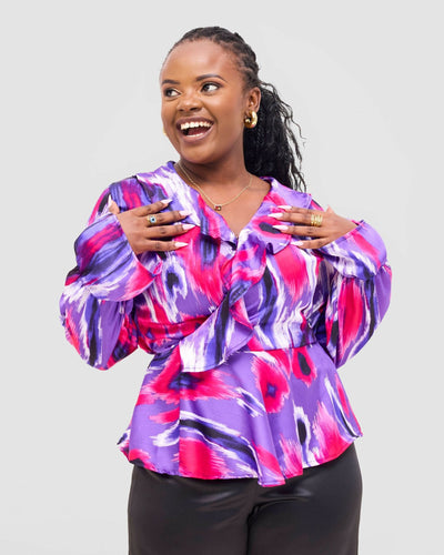 Silk House Collection Misty Top - Purple Print - Shopzetu