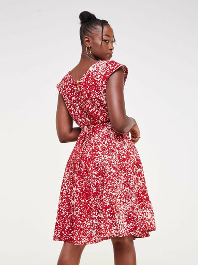 The Fashion Frenzy Raha Skater Dress - Red - Shopzetu
