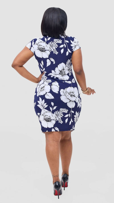 PrettyGline Floral Dress - Blue Floral - Shopzetu