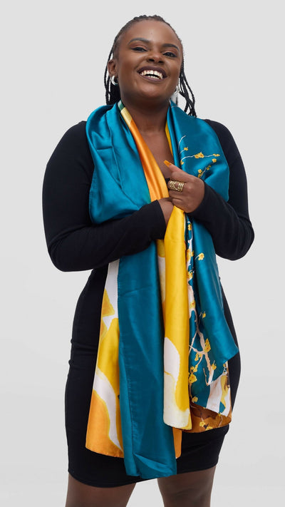 Afrodame Luxurious Silk Scarf - Blue - Shopzetu