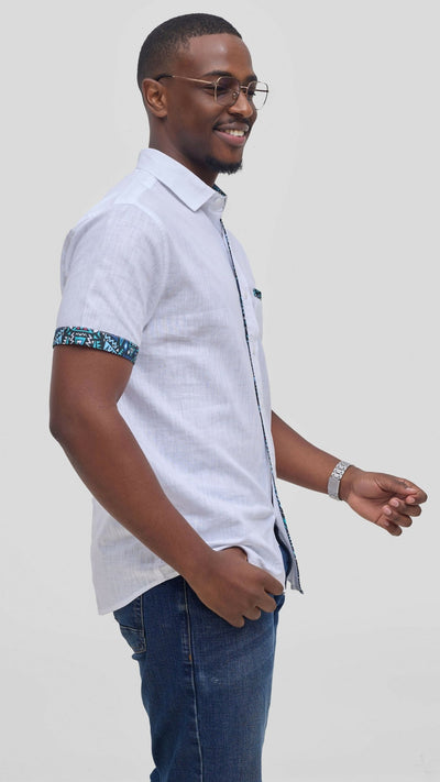 Kitu Kali Linen KK Shirt - White - Shopzetu
