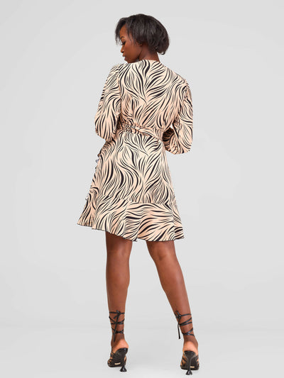 Salok Havilah Kyra Wrap Dress - Nude Print