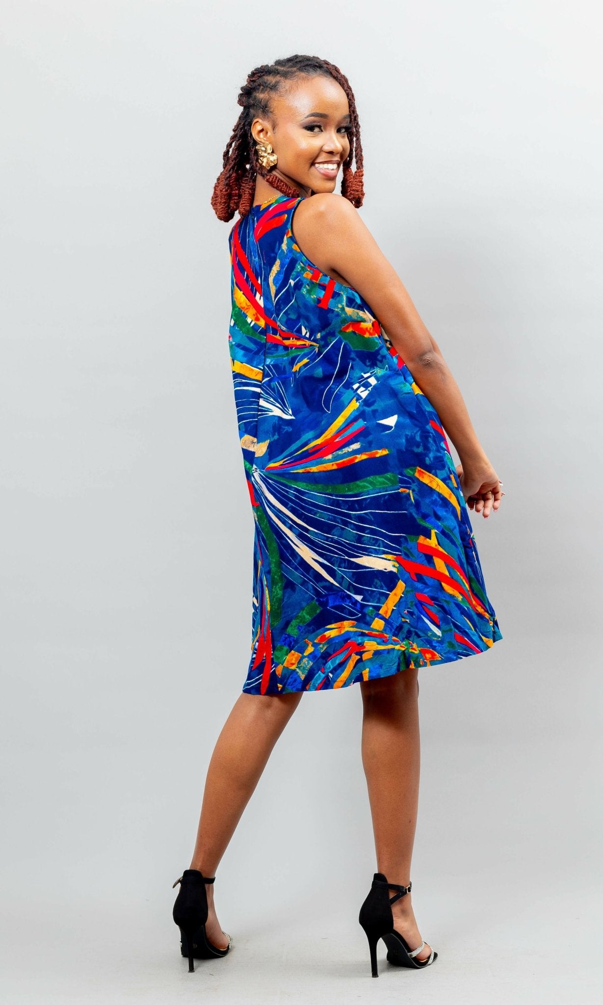 Afriwia Hazel Mini Dress - Ankara Print - Shopzetu