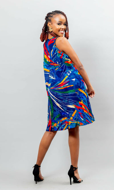 Afriwia Hazel Mini Dress - Ankara Print - Shopzetu