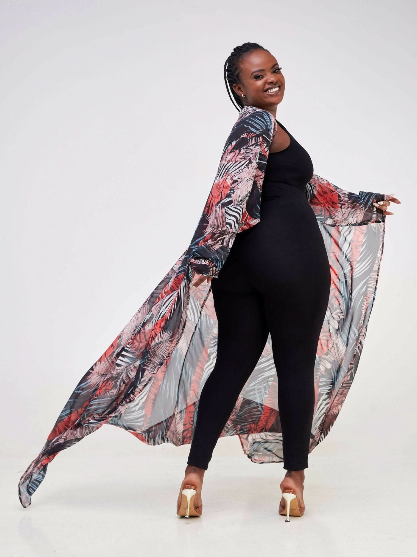 Zoë Qu'an Palmiera Fire Flo Kimono - Red - Shopzetu