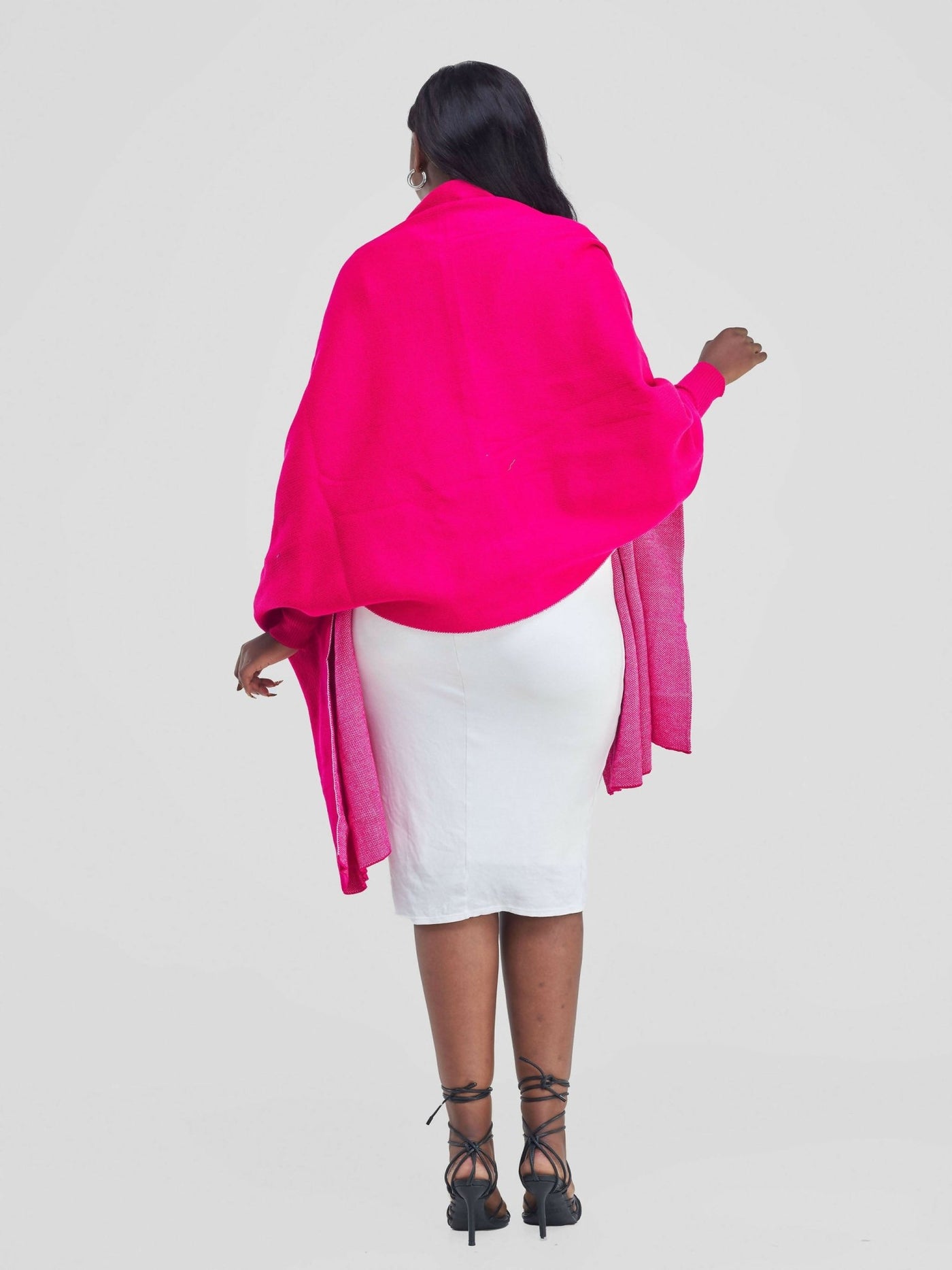 Anel's Knitwear Sassy Shawl Poncho - Hot Pink - Shopzetu
