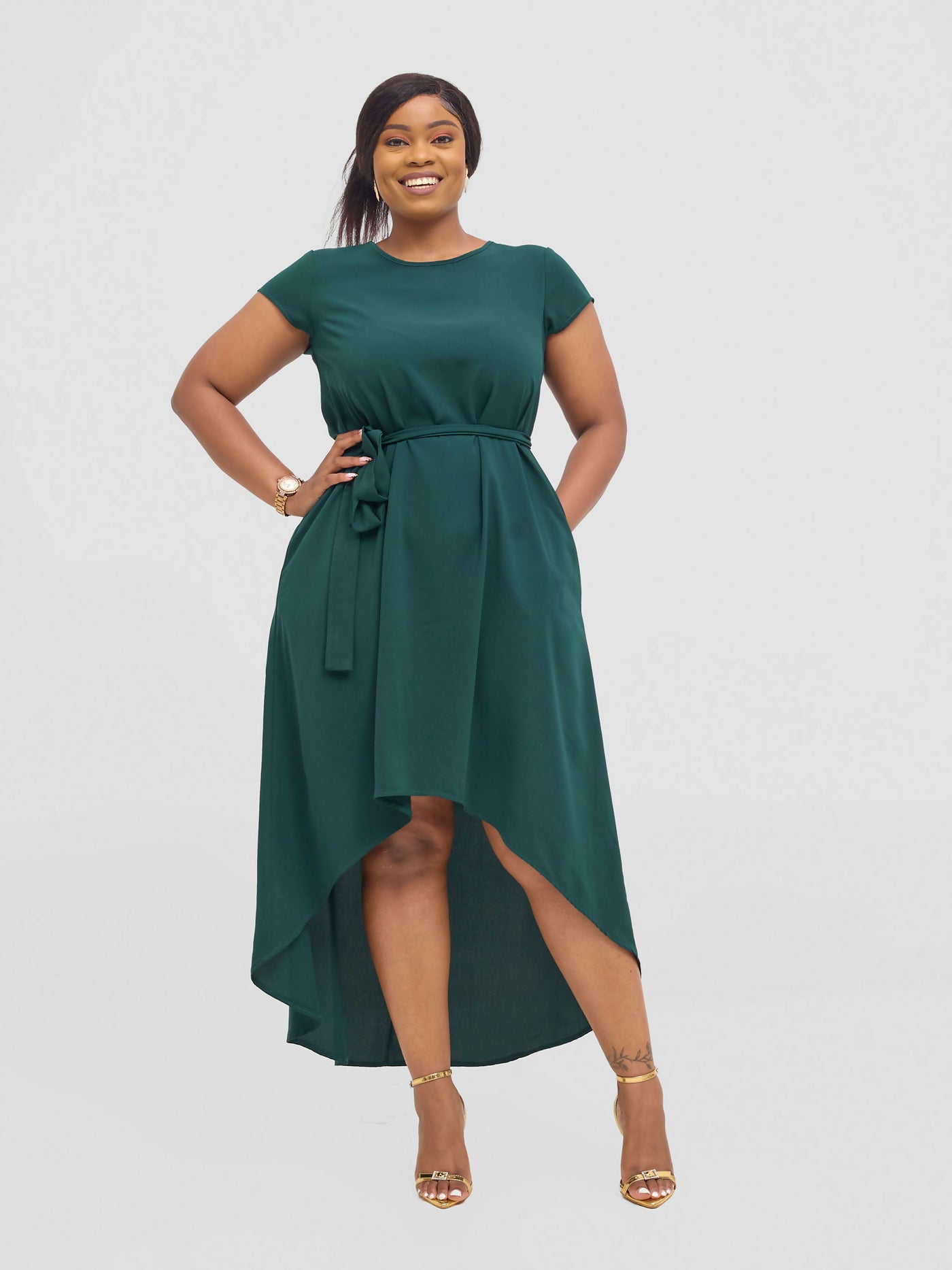 Salok Wear Bumbe High - Low Dress - Green - Shopzetu