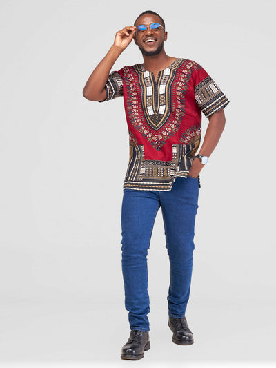 Ankarated Melo Dashiki Shirt - Maroon - Shopzetu