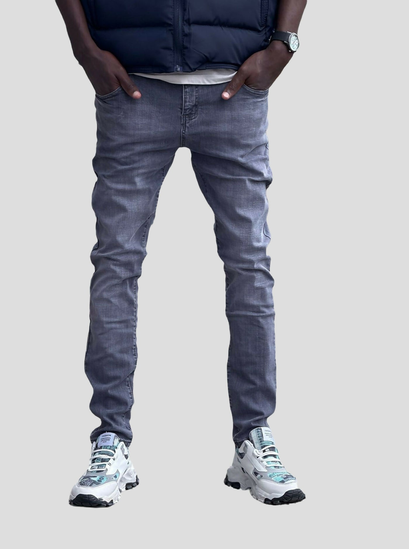 Stylish Brothers Slim Fit Denim Jean - Grey - Shopzetu