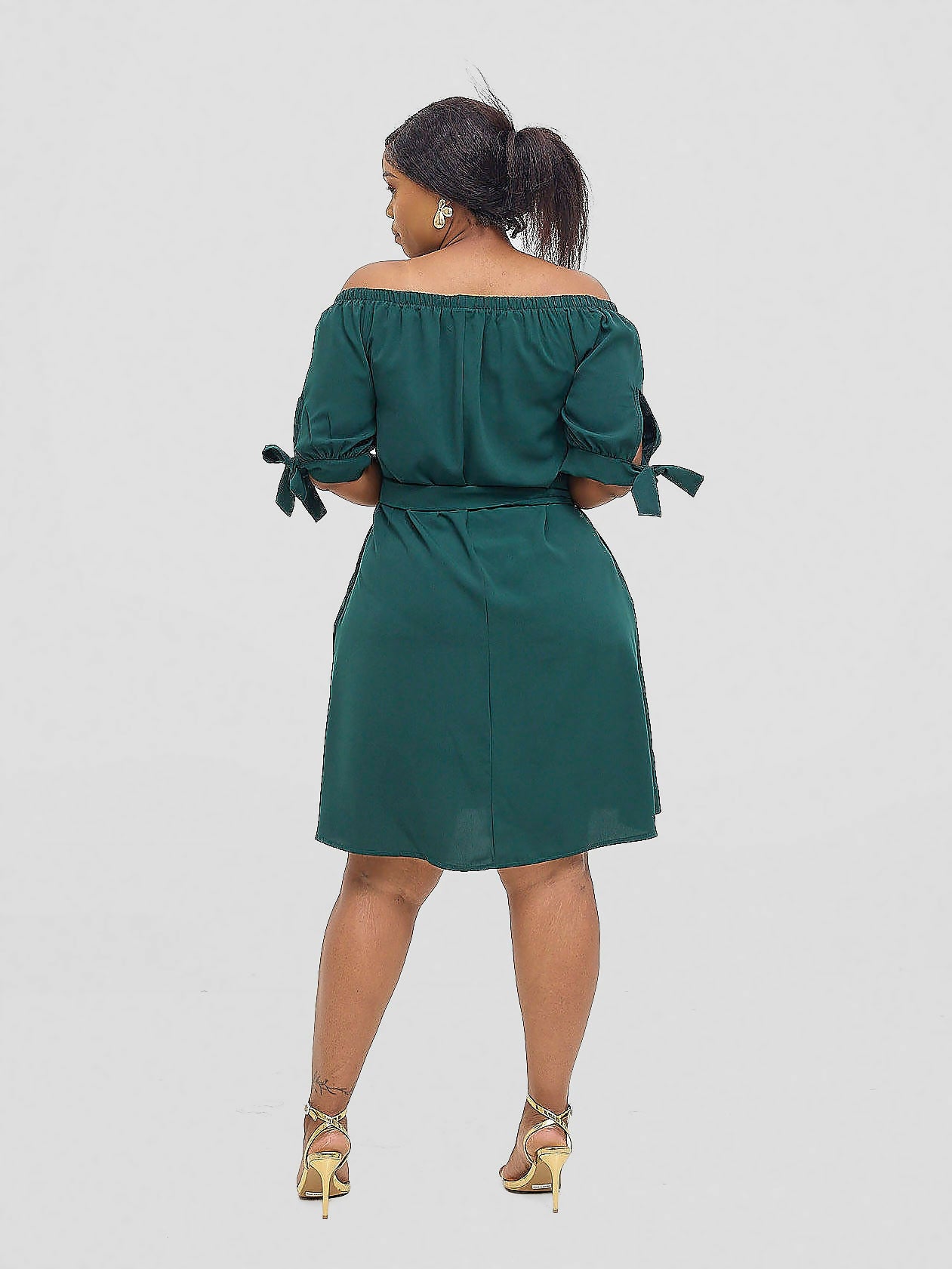 Salok Wear Dabby Off - shoulder Dress - Green - Shopzetu