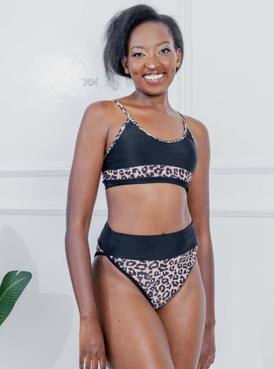 Shells Attic Swimwear Suit Bikini - Black Print - Shopzetu