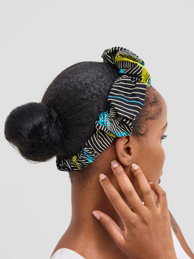 Proverbs 1 Scrunchie Gathered Majesty Headgear - Blue Print - Shopzetu