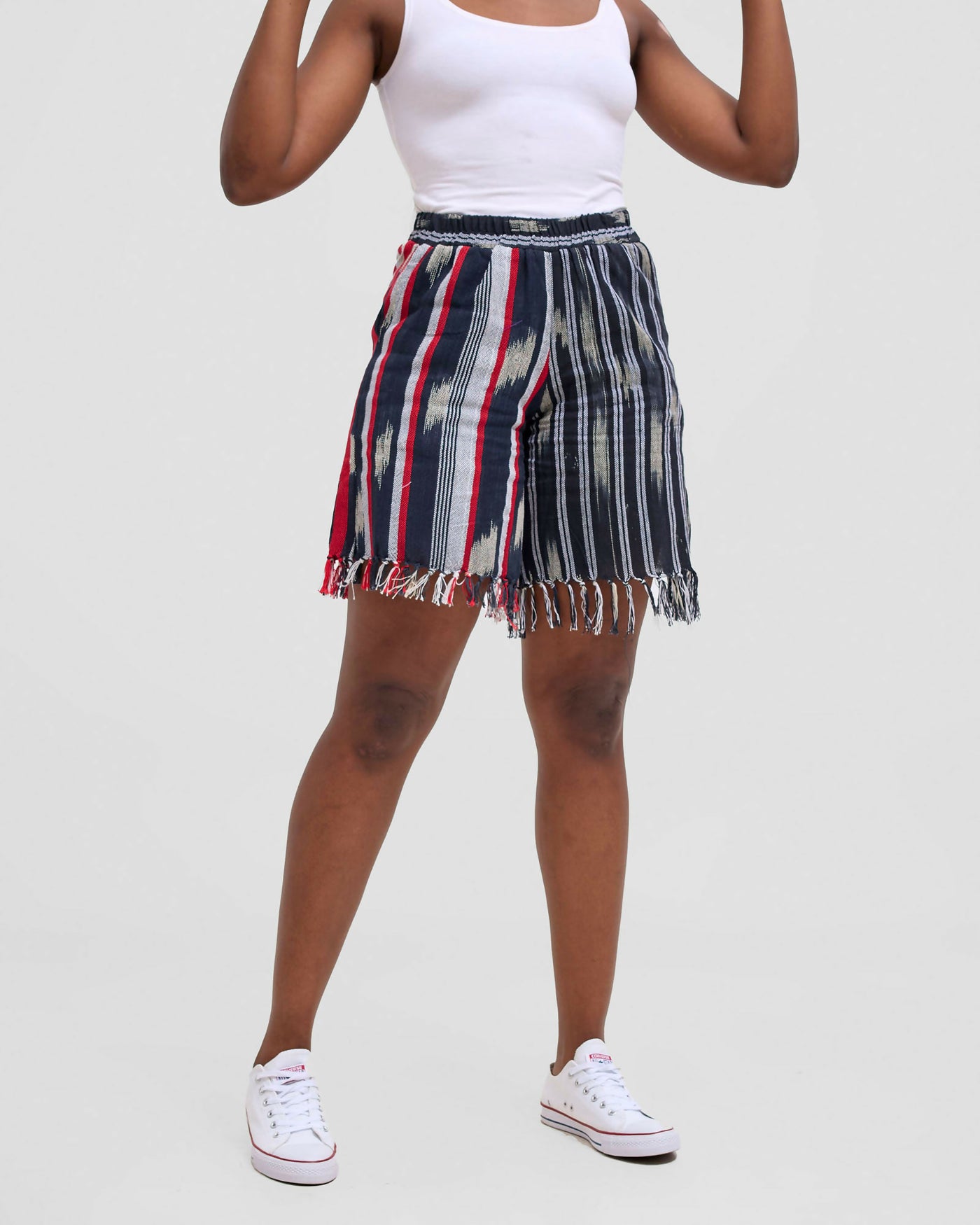 Liquid Lemn Mapachapacha Elasticated Cozy Fringe Linen Short - Multicolored - Shopzetu