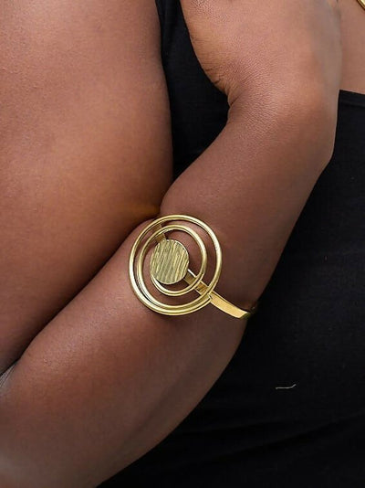 Kibali Adjustable Brass Bracelet - Gold Spiral - Shopzetu