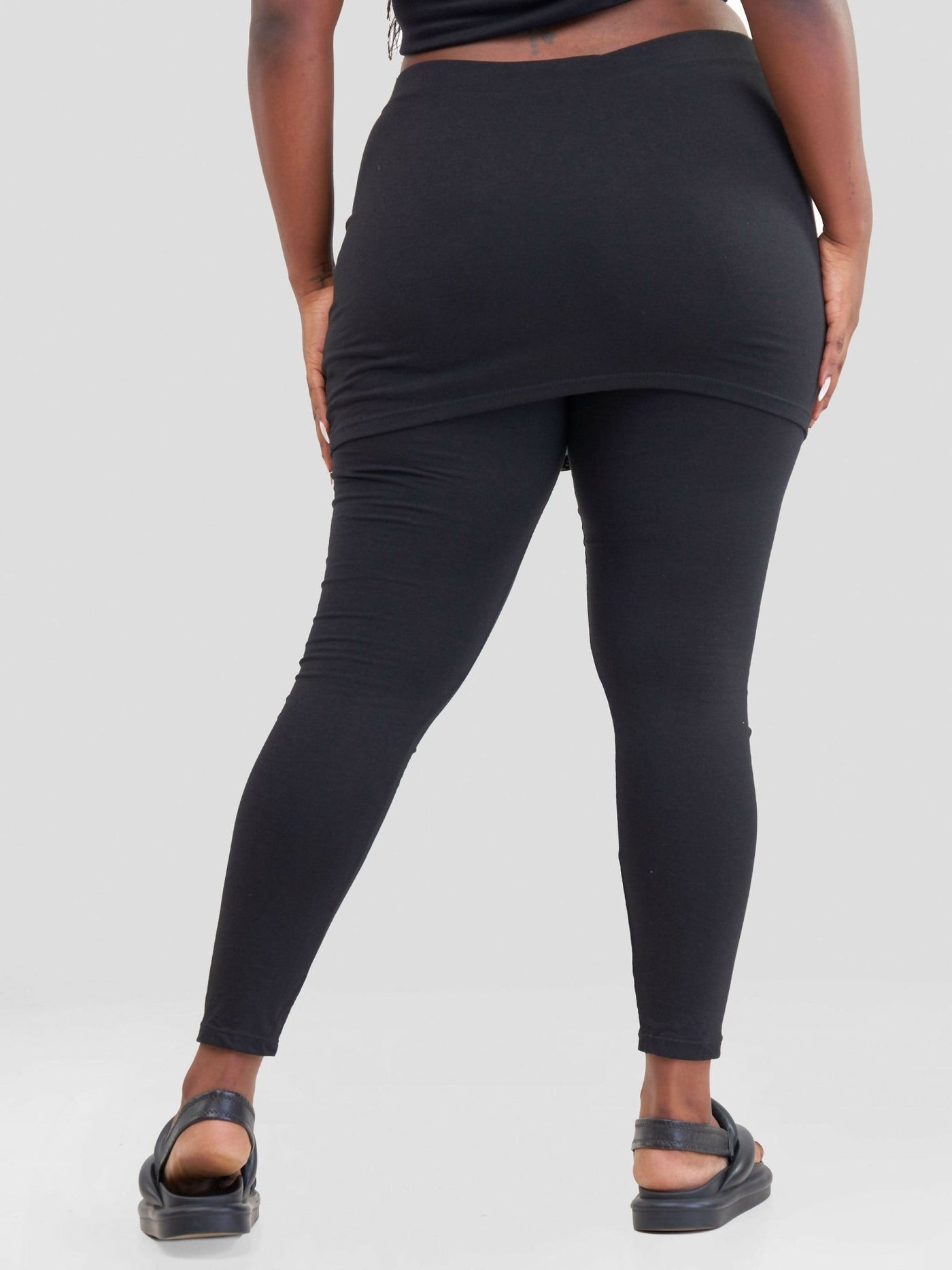 Hessed Skirted Legging Pant - Black - Shopzetu