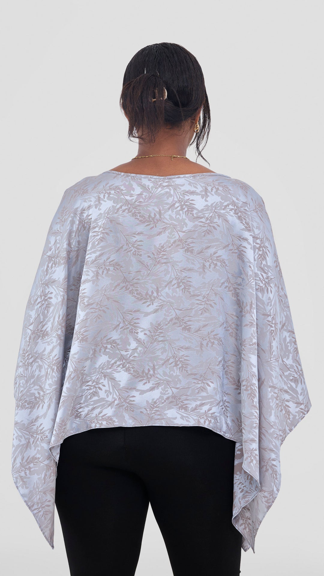 Vivo Multiway Slit Poncho in Satin - Baby Blue Textured Print