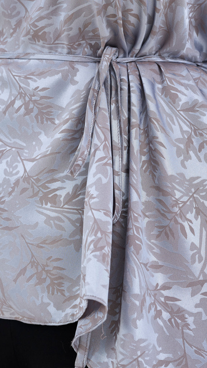 Vivo Multiway Slit Poncho in Satin - Baby Blue Textured Print