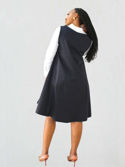 The Fashion Frenzy Zuri Shift Dress - Navy Blue - Shopzetu