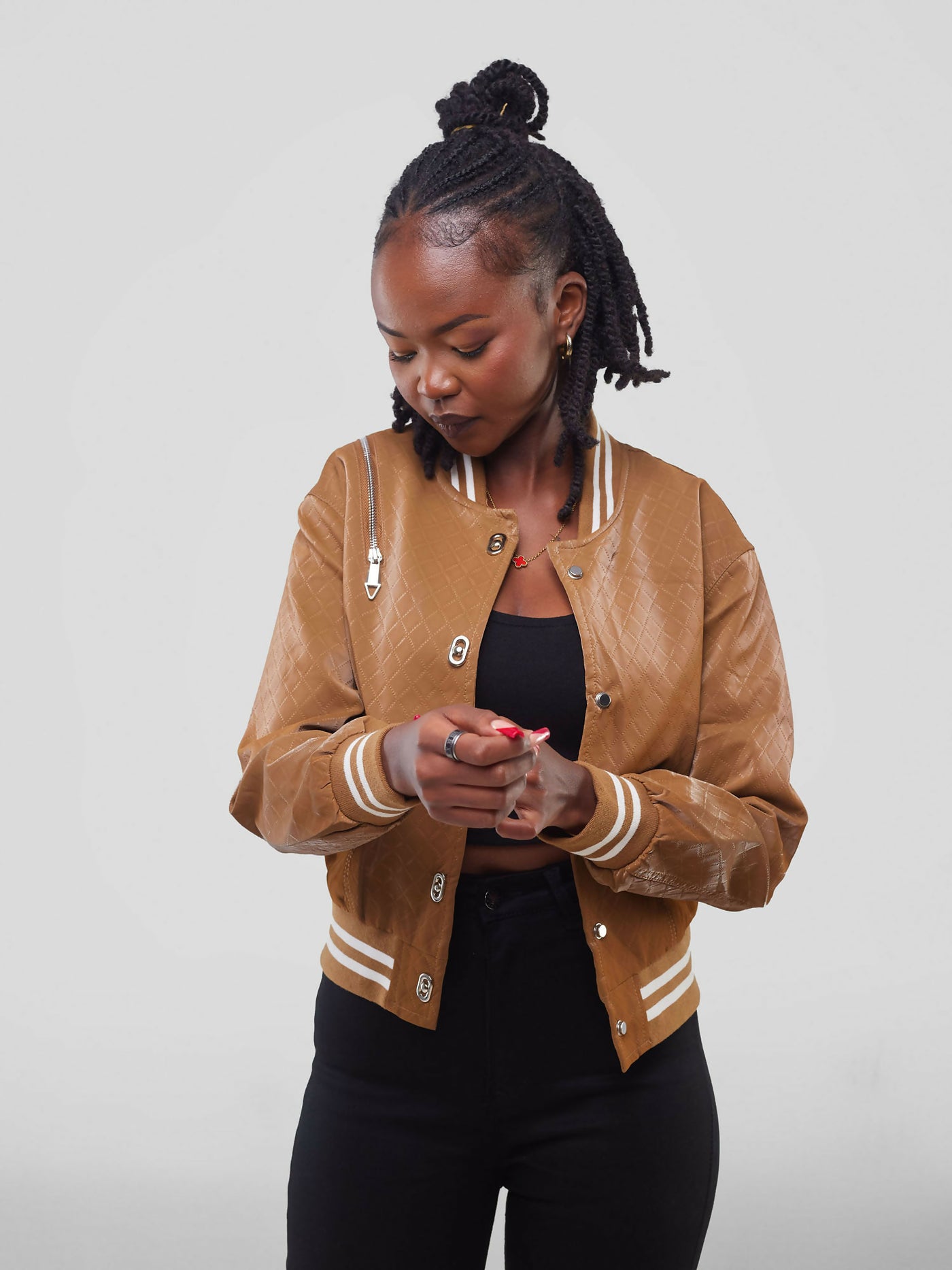 Stylish Sisters Leather Jacket - Brown