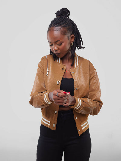 Stylish Sisters Leather Jacket - Brown