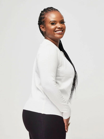 The Fashion Frenzy One Button Cardigan - White - Shopzetu