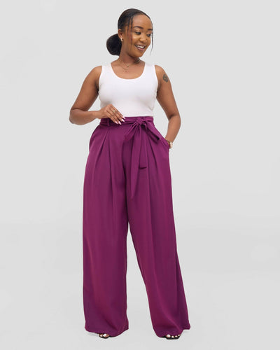 Poised Palazzo Pant - Purple - Shopzetu