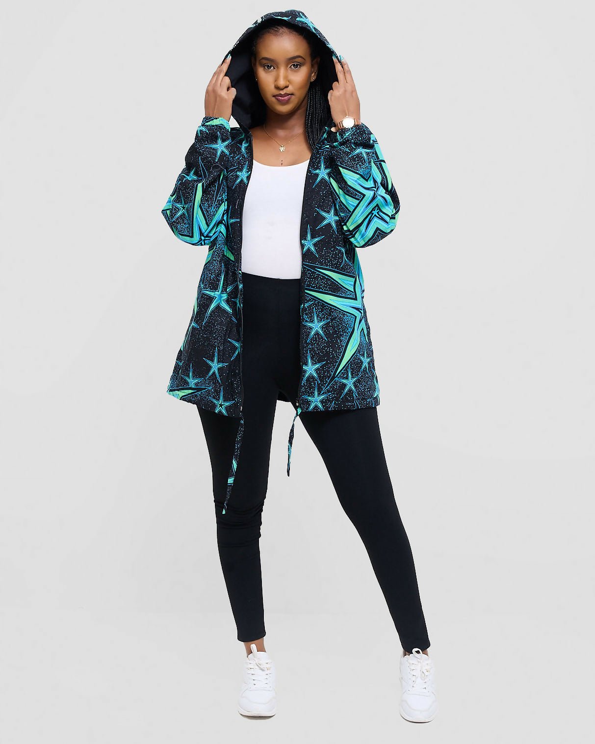 Gravio Fashions Neon Black Hood Jacket - Black - Shopzetu