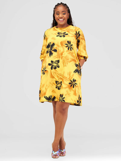 Lizola Dinah Shift Dress - Mustard / Yellow - Shopzetu