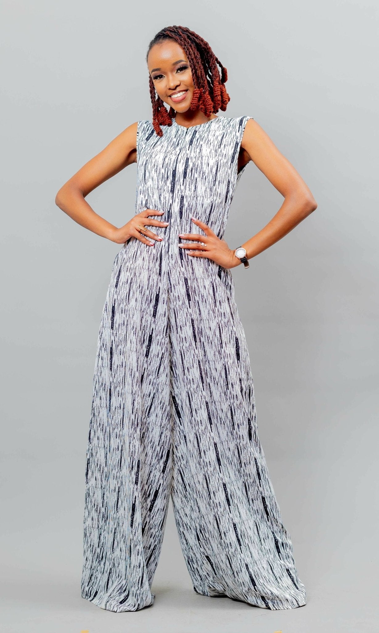 Afriwia Nuru Jumpsuit - BlacK / White - Shopzetu