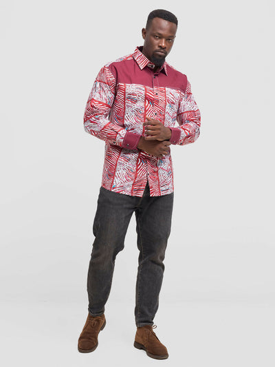Mendilines Warm African Print - Maroon Print - Shopzetu